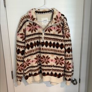Aerie Cream and Brown Nordic Pattern Sweater